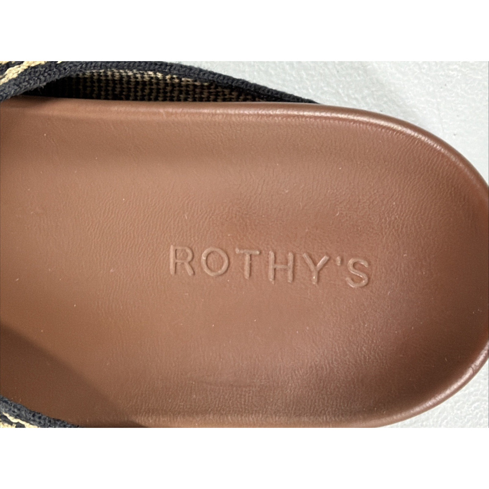 Rothy's The Weekend Slide Sandals Toffee Stripe Womens 8.5 Textured Knit Slip On - Picture 2 of 8